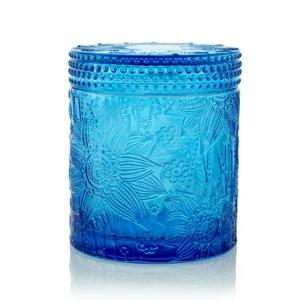 Quality Carved Colored Glass Jar Tea Light Candles / Perfume Scented Candles WXC190910 wholesale