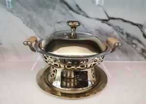 Quality Round Handle Stainless Steel Chafing Dish Wooden Heat Resistant For Sliver Durable wholesale