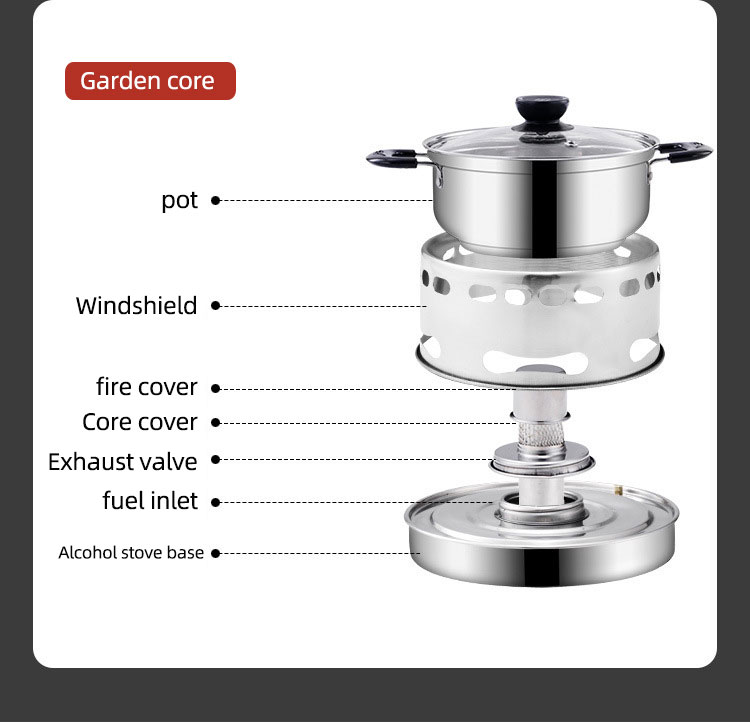 Hot Selling Household Stainless Steel Ramen Soup Pot Portable Cooking Pot Spirit Cooker Alcohol Stove Small Hot Pot