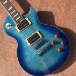 Custom LP tiger flame standard blue electric guitar mahogany body neck