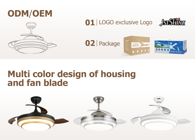 Gold Decorative Retractable Ceiling Fan with DC Motor and Lighting Solutions Service