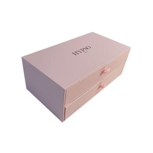 Quality Luxury Pink Custom Logo Slide Drawer Women Necklace Ring Jewelry Box Set Packaging With Foam Insert wholesale