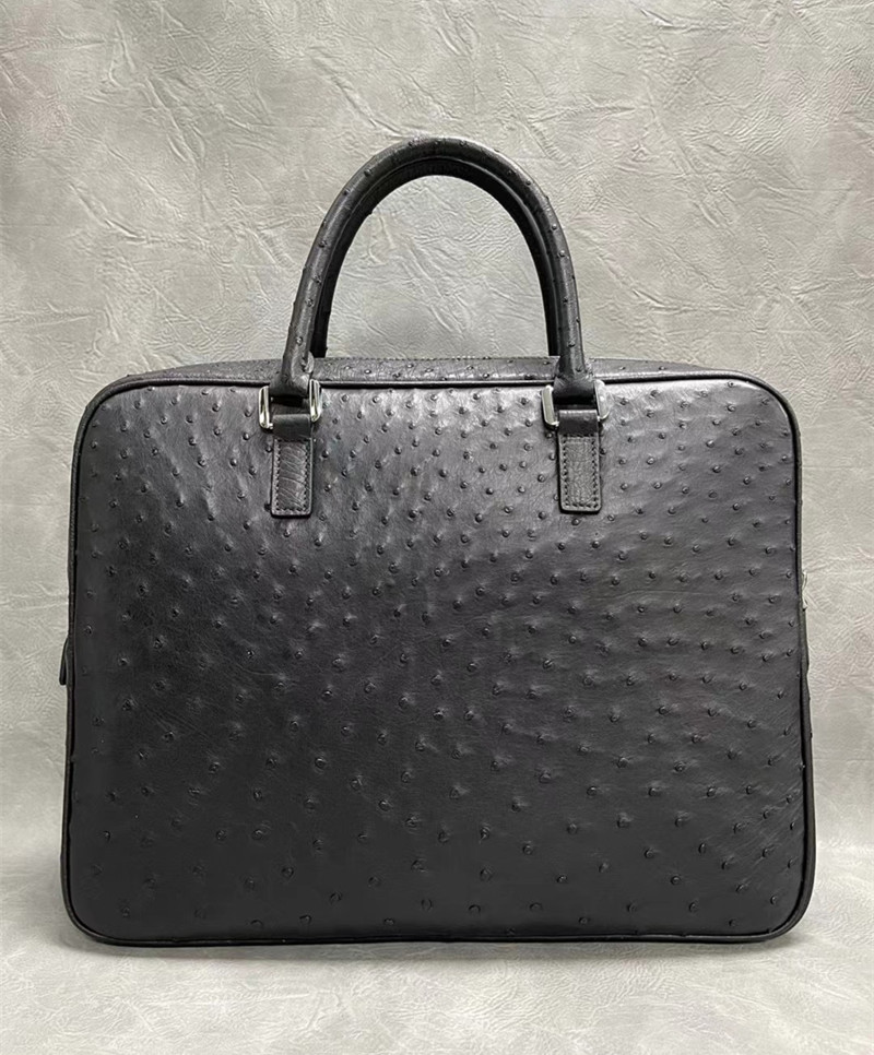 Authentic Real True Ostrich Skin Office Men Briefcase Top-handle Bag Genuine Exotic Leather Male Working Purse Handbag