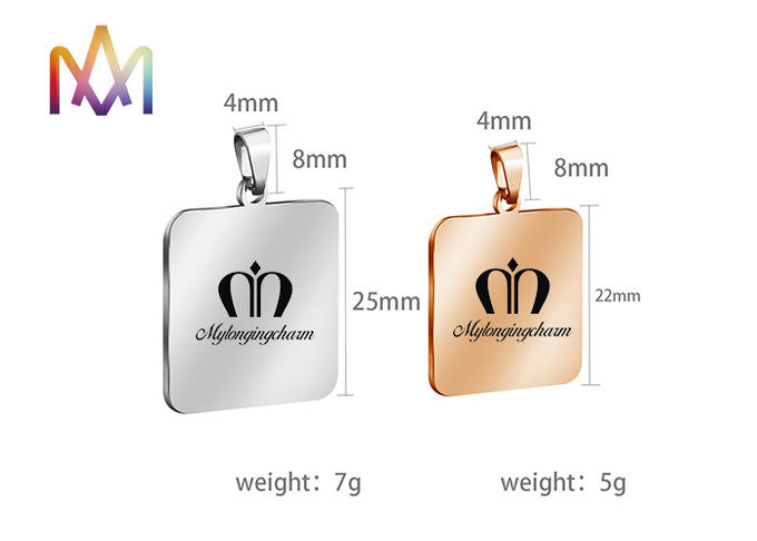 SS304 Polished Rectangle Dangle Custom Engraving Charms