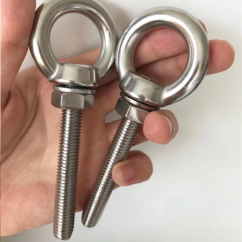 JIS Standard Corrosion-Resistant Stainless Steel Thread Lifting Ring Shoulder Eye Bolts 3/8" X 2.75" with Nuts and Washer