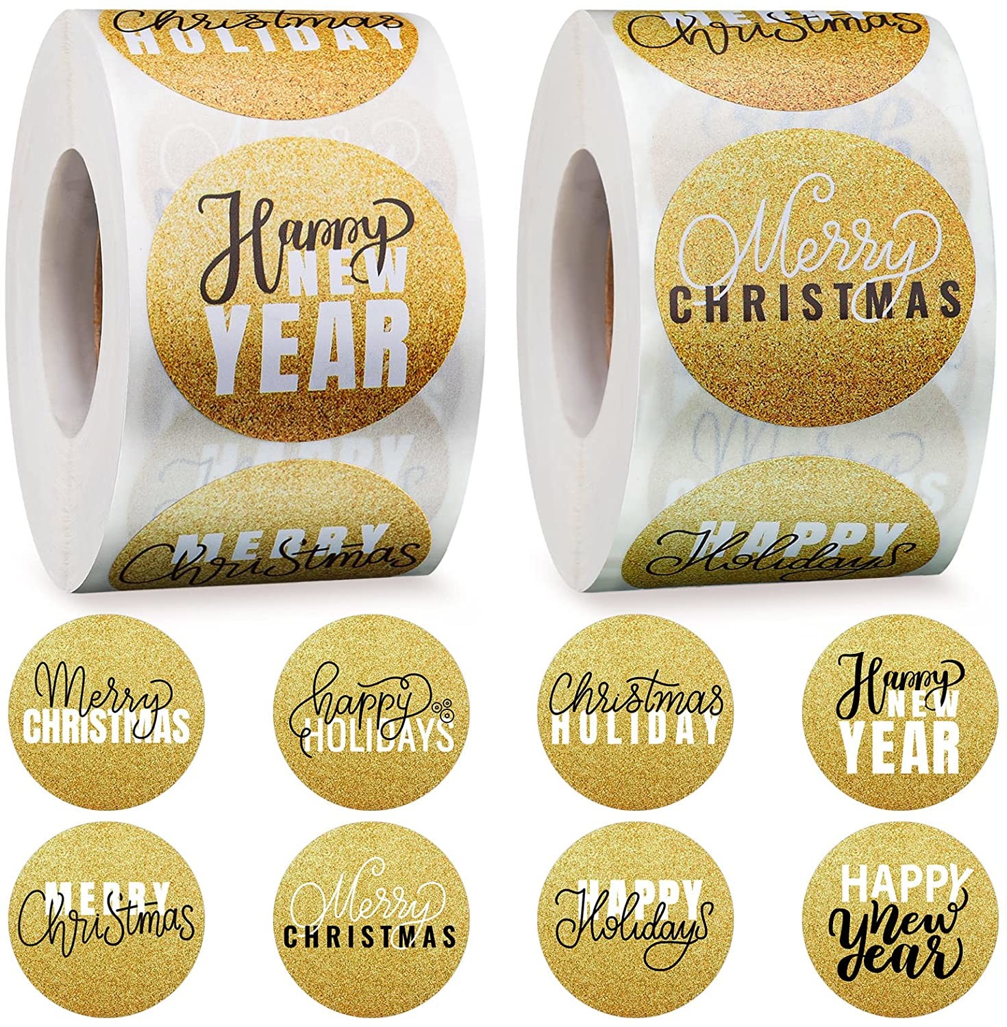 Printed Round Sticker Labels Christmas Custom Gold Foil Circle Stickers