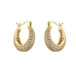 Women 24K Gold Jewelry Plated ODM Zircon Heart Diamond Hoop Earrings