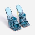 Handmade OEM Womens Leather Mule Slippers Snake Printing PU Material