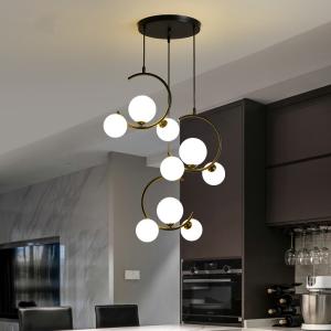 Quality Iron Art globe chandelier Gold Black glass lampshade For Dining Room Ceiling hanging lamp(WH-MI-286) wholesale