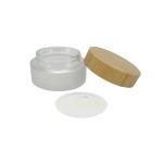 30g 50g Frosted Glass Cosmetic Jars With Bamboo Lids Luxury Face Cream Container