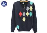 Argyle Men's V Neck Cable Knit Jumper , Long Sleeve Jumper Mens Diamond Intarsia