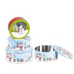 Round Tin Cans Holiday Tin Box Sets Christmas Gift Metal Tins with Lids Printed