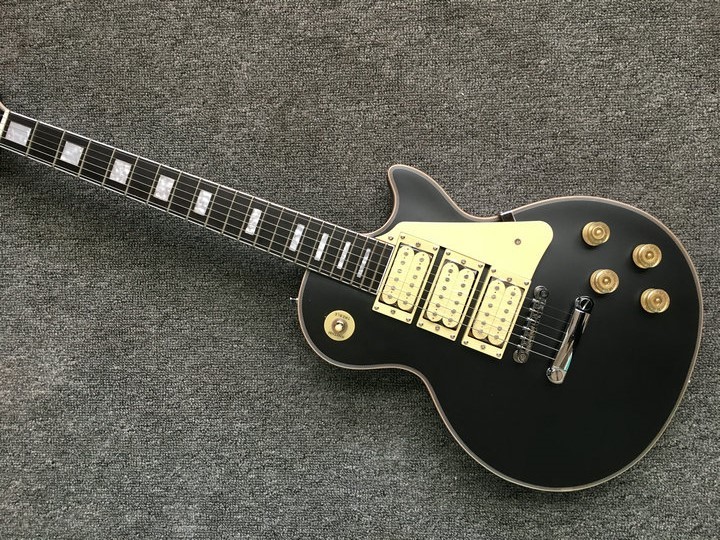 Flame Top matte black Color LP 3 Pickups Ace Frehley Budokan Vintage Electric Guitar