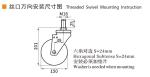 Medium Duty TPU Caster 6 Inch 250kg Load Threaded Castor Wheels