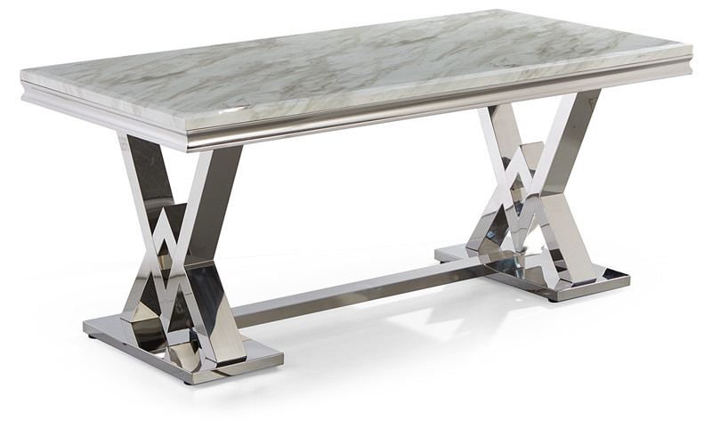 Nordic Marble Modern Luxe Stainless Steel Leg Dining Table Restaurant High End