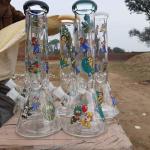 10 Inch 4mm Glass Water Pipes Rainbow Beaker Bong Hand Blown Design