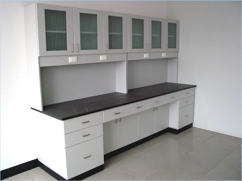 C-Frame Wood Steel Chemical Laboratory Wall Bench With Epoxy Resin Top