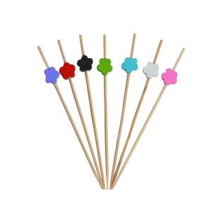 Quality Custom Disposable Bamboo Cocktail Garnish Picks Flower Shaped 15cm wholesale