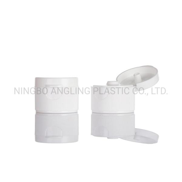 28mm Plastic Cap for Flip Top Cap Bottle in Ribbed White Colors Customized