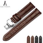 ALK Leather Watch Band Bracelet Strap butterfly deployant Clasp buckle Watchband