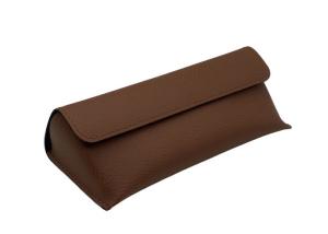 Quality Brown Handmade Triangle Ladies Leather Glasses Case wholesale