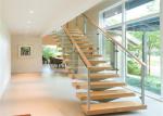 Safety Internal Modern Straight Staircase , Wood And Glass Staircase Designs