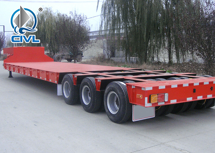 40 Feet Flatbed Semi Trailer Trucks 3 Axles Container Carrying Heavy Equipment Trailer