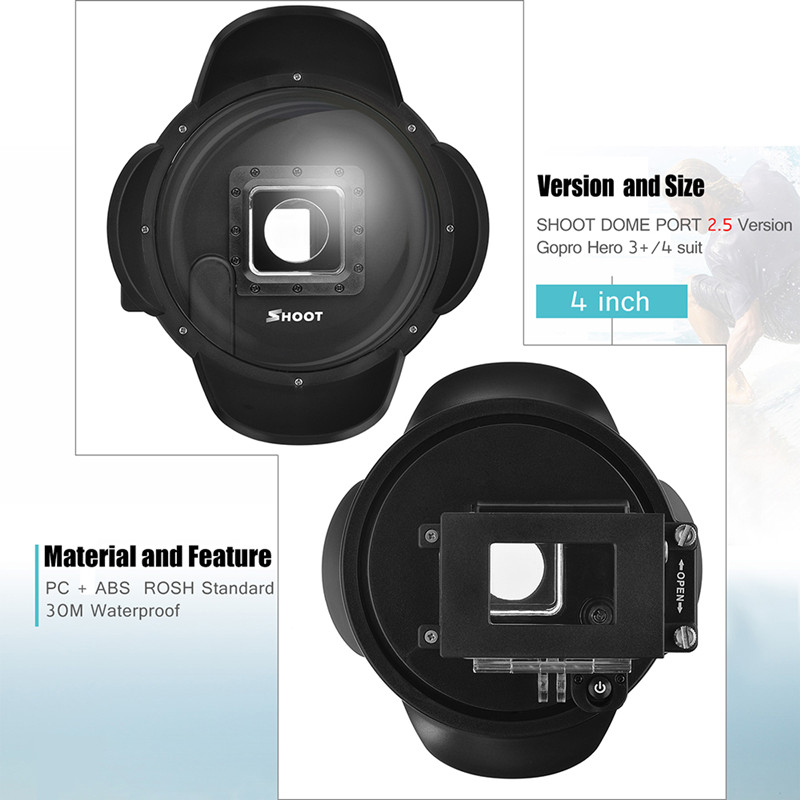 4 inch GoPro Hero 4 3+ Dome Port With Float Bobber Diving Swimming Photography Go Pro Accessories