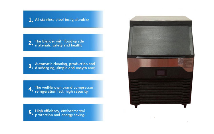 220V Stainless Steel Air-cooled Ice Maker Machine 120kg Commercial Cube Ice Machine for Your Barbecue Restaurant