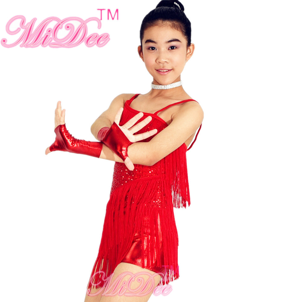 Latin Dance Competition Costumes Sequined Bodice Sensational One Shoulder Fringe Dress