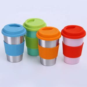 Quality 8oz 12oz 16oz Stackable Coffee Stainless Steel Thermos Cup With Silicone Lid wholesale