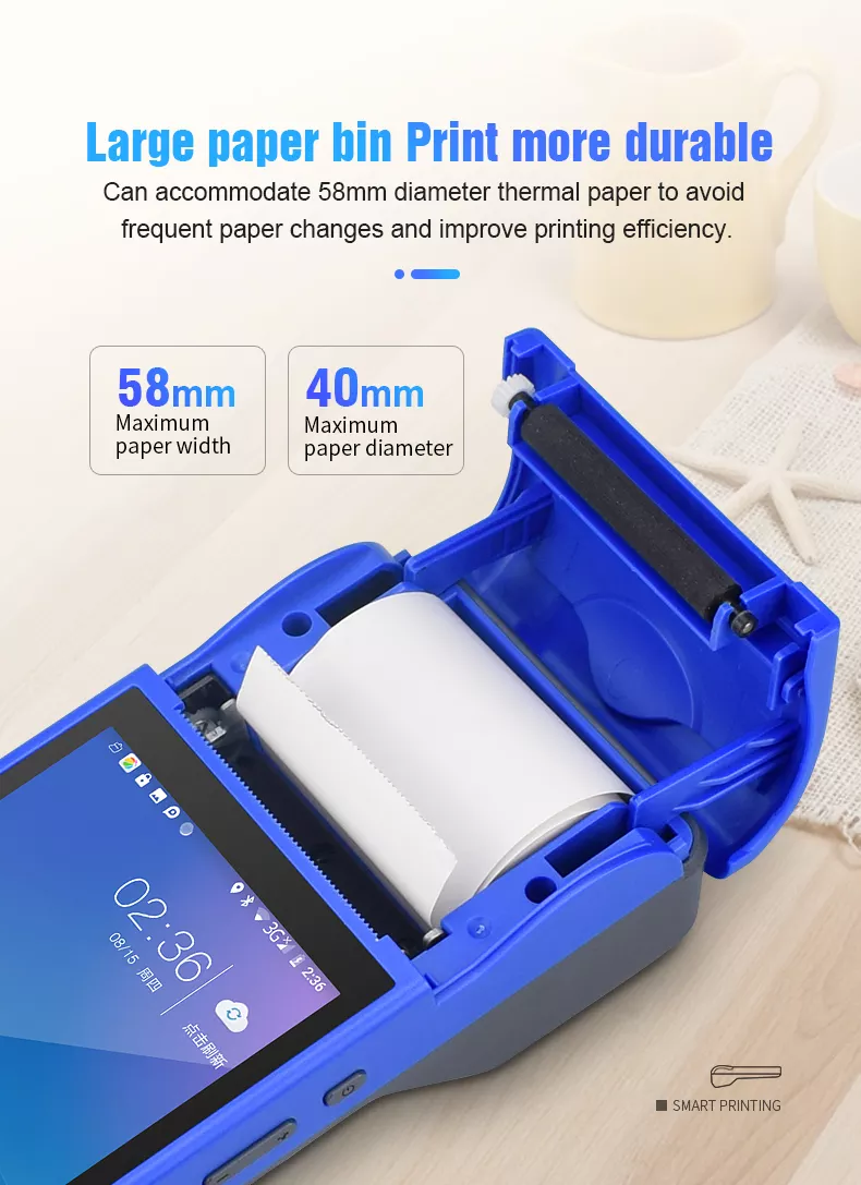 Capacitive Touch Panel Android 8.1 POS Terminal A5N with 58mm Built-In Thermal Printer