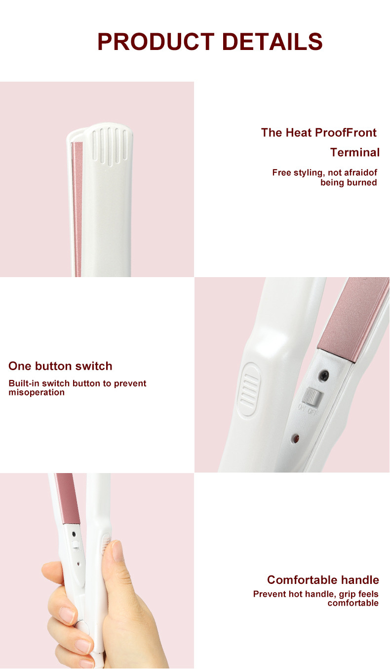 Mini Portable Travel Size Hair Straightener Flat Iron 220V 190 degree