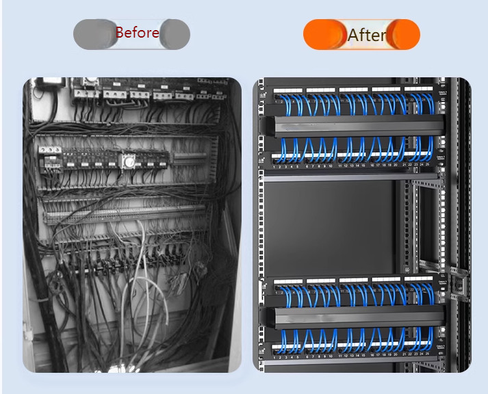 Networking 1U 19 Inch 24 port 48 Slots Horizontal Metal Cable Management