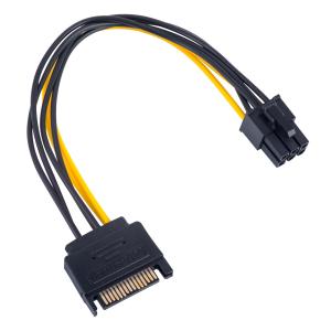 China 0.15m Sata 15 Pin To 6 Pin Power Cable PCI-E Sata Converter Computer Accessories on sale