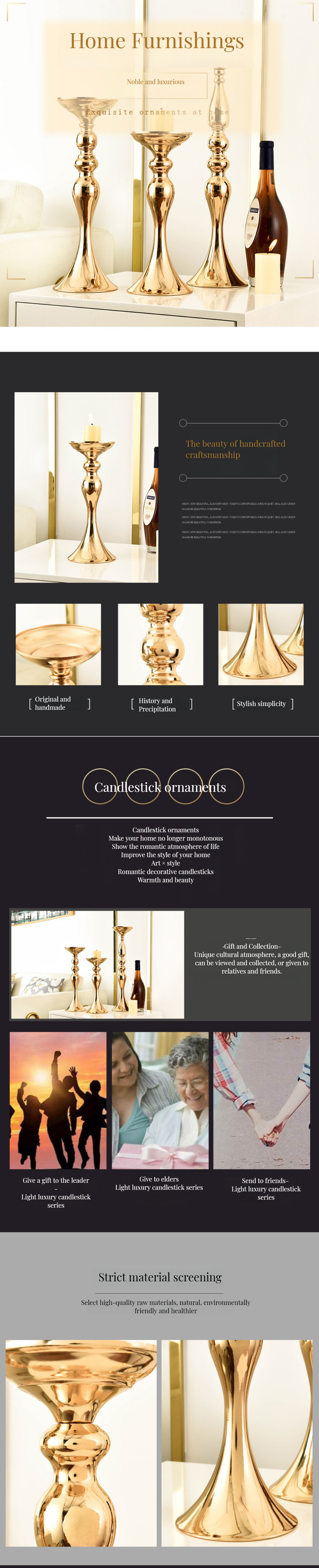 Vintage Gold Metal Mermaid Design Candle Holders for Home Events Banquets Customized Size