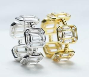 Quality Emerald White CZ Women Eternity Band Baguette 18K Gold 925 Sterling Silver Rings wholesale