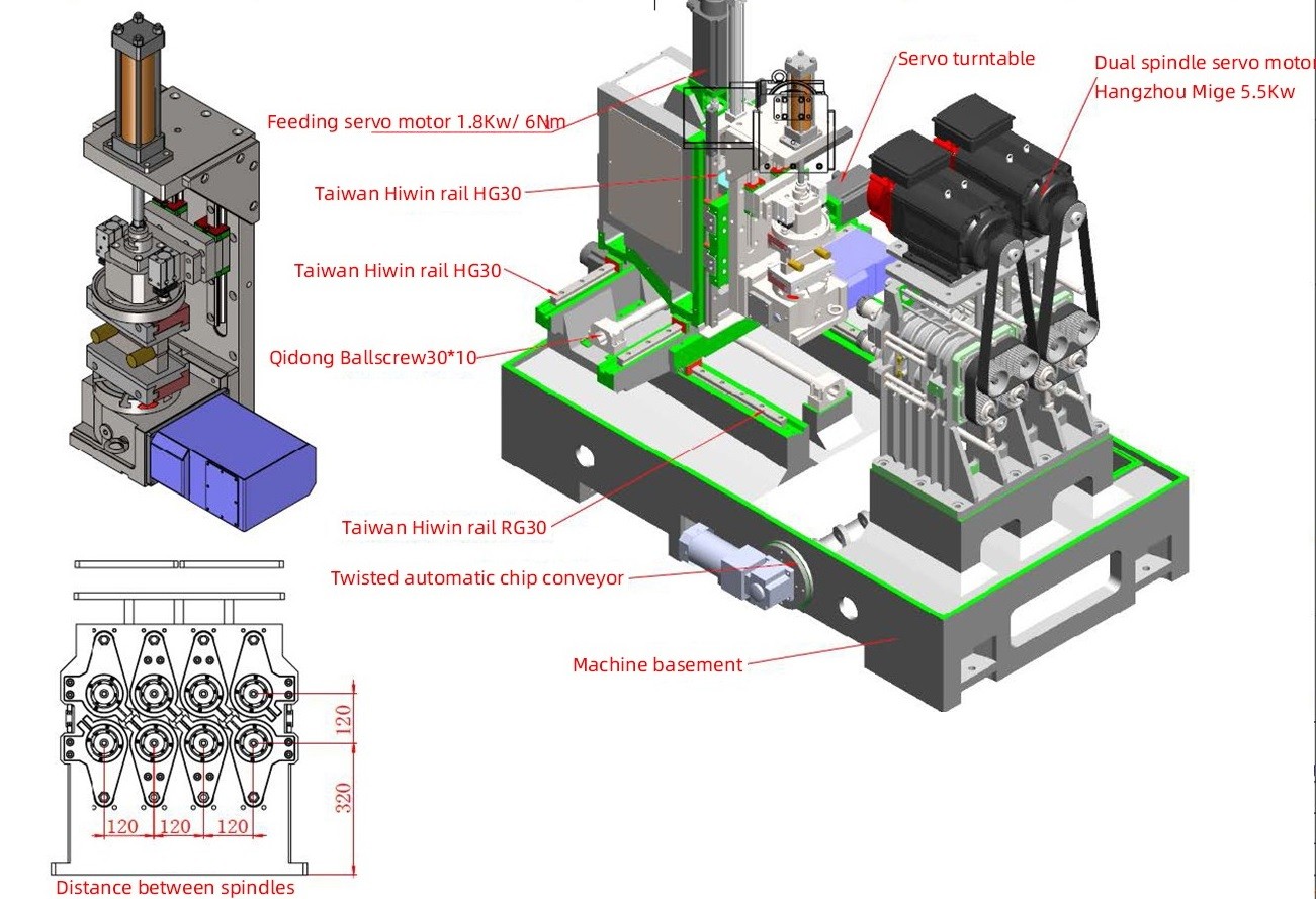Multi Spindles Drilling CNC Lathe Milling Machine 5000RPM 380v