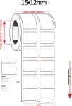 15x12mm Thermal Transfer Adhesive Label 2mil White Matte Polyimide Label