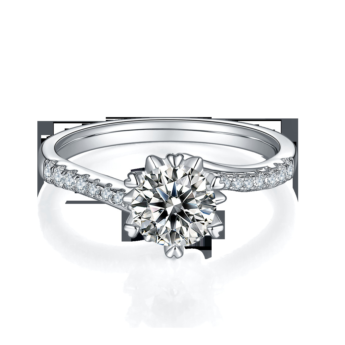 1.30CT White Moissanite And Sapphire Platineve Diamonds Jewelry Engagement Women Ring