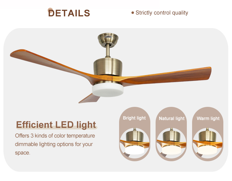 52 Inches Solid Wooden Ceiling Fan with Light and Smart Remote Smart Lighting Solutions
