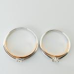 Diamond Special Double Color 0.082ct 18K Gold Couple Rings