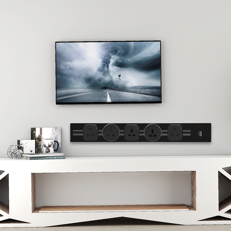 Convenient Track Trail Electrical Power Socket for Wall Mounted Kitchen and Desk