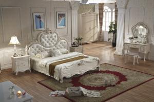 Quality luxury French style cream color bed room set furniture wholesale