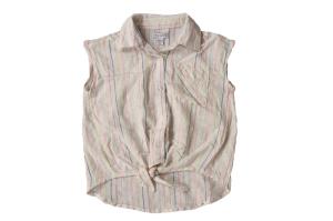 Quality Girls Cool Cropped Striped Shirt Sleeveless 53% Linen 46% Cotton wholesale
