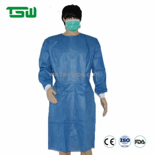 Cheap Anti Virus PP / SMS Nonwoven Isolation Gown With Long Sleeves for sale
