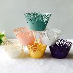 Heart Shape Mini Muffin Wrappers , Lightweight Laser Cut Cupcake Wrappers