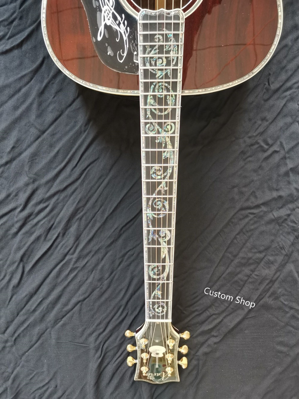 Aaaa All Solid Koa Wood 43 Inch Custom Design Jumbo Body Acoustic Guitar