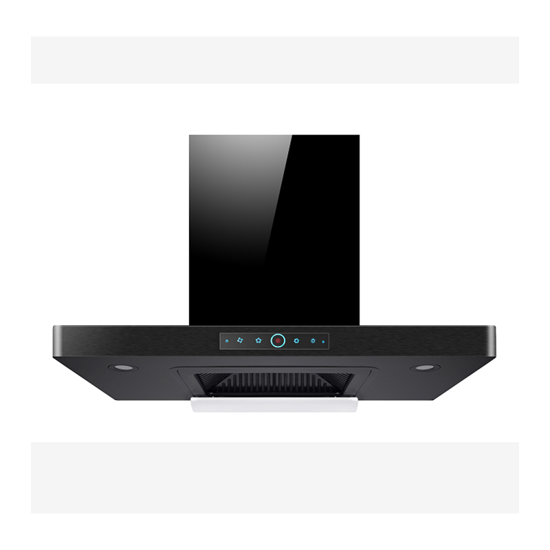 Tempered Glass T Shaped Chimney Hood Electric Wall Mounted Cooker Hood With Low Noise Function