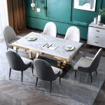 Stainless Steel Marble Dining Table Chair Sets With Velvet / PU Seat